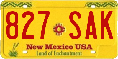 NM license plate 827SAK