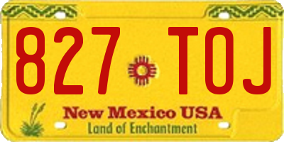 NM license plate 827TOJ