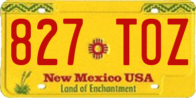 NM license plate 827TOZ