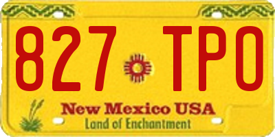 NM license plate 827TPO