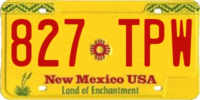 NM license plate 827TPW