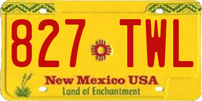 NM license plate 827TWL