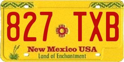 NM license plate 827TXB