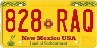 NM license plate 828RAQ