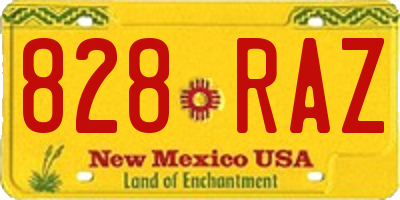 NM license plate 828RAZ