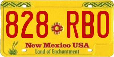 NM license plate 828RBO