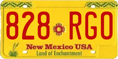 NM license plate 828RGO