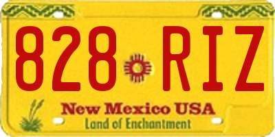 NM license plate 828RIZ