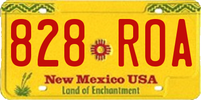 NM license plate 828ROA