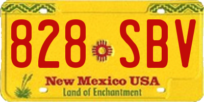 NM license plate 828SBV