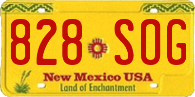 NM license plate 828SOG