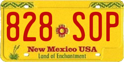 NM license plate 828SOP