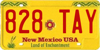 NM license plate 828TAY