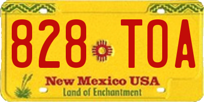 NM license plate 828TOA