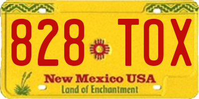 NM license plate 828TOX