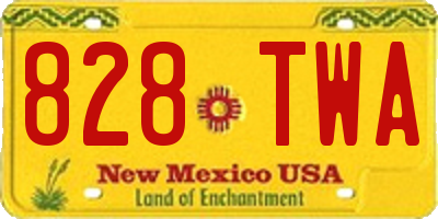 NM license plate 828TWA