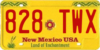 NM license plate 828TWX