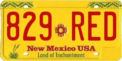NM license plate 829RED