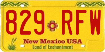 NM license plate 829RFW