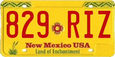 NM license plate 829RIZ