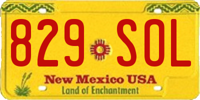 NM license plate 829SOL