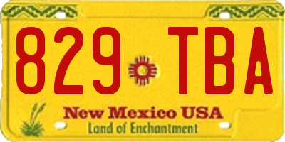 NM license plate 829TBA
