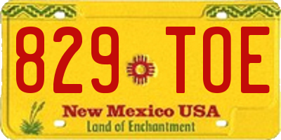 NM license plate 829TOE