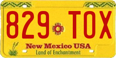 NM license plate 829TOX