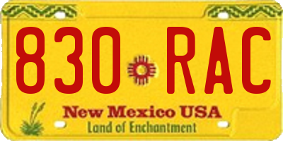 NM license plate 830RAC