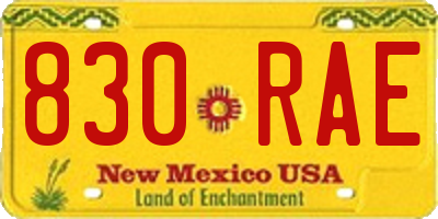 NM license plate 830RAE