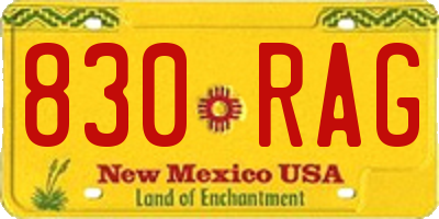 NM license plate 830RAG