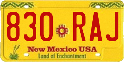 NM license plate 830RAJ