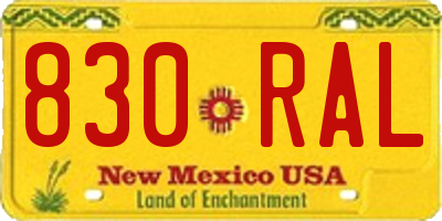 NM license plate 830RAL