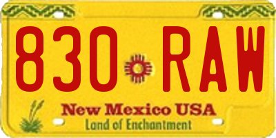 NM license plate 830RAW