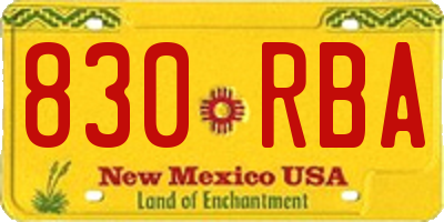 NM license plate 830RBA
