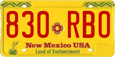 NM license plate 830RBO