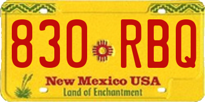 NM license plate 830RBQ