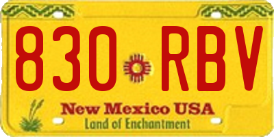 NM license plate 830RBV
