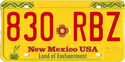NM license plate 830RBZ