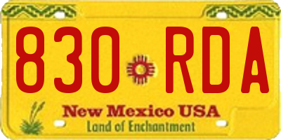 NM license plate 830RDA