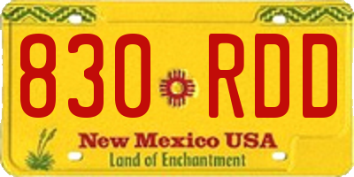 NM license plate 830RDD