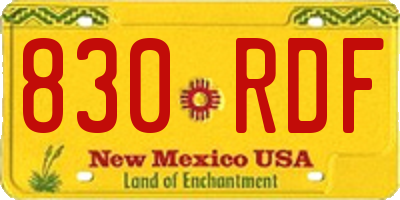 NM license plate 830RDF