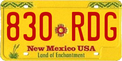 NM license plate 830RDG