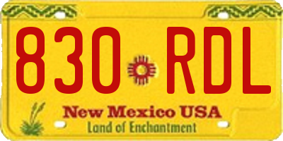 NM license plate 830RDL