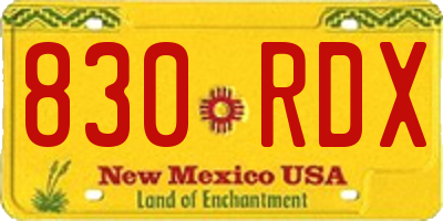 NM license plate 830RDX