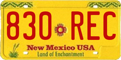 NM license plate 830REC