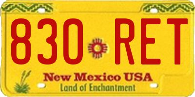 NM license plate 830RET