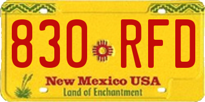NM license plate 830RFD