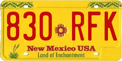 NM license plate 830RFK