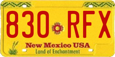 NM license plate 830RFX